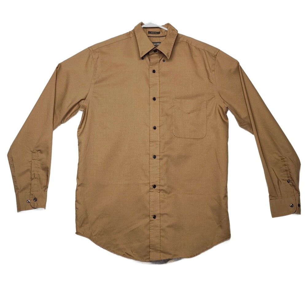 St. John's Bay Men's Tan Button-Down Long Sleeve Casual Shirt Size Medium Tall